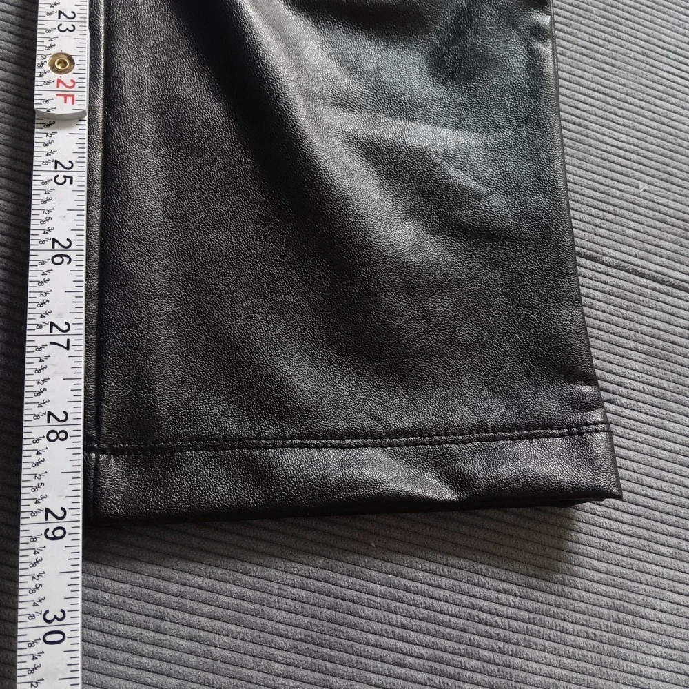 NWT Shinestar Women's Tie Front Black Faux Leather High Waist Pants XL - Picture 10 of 11